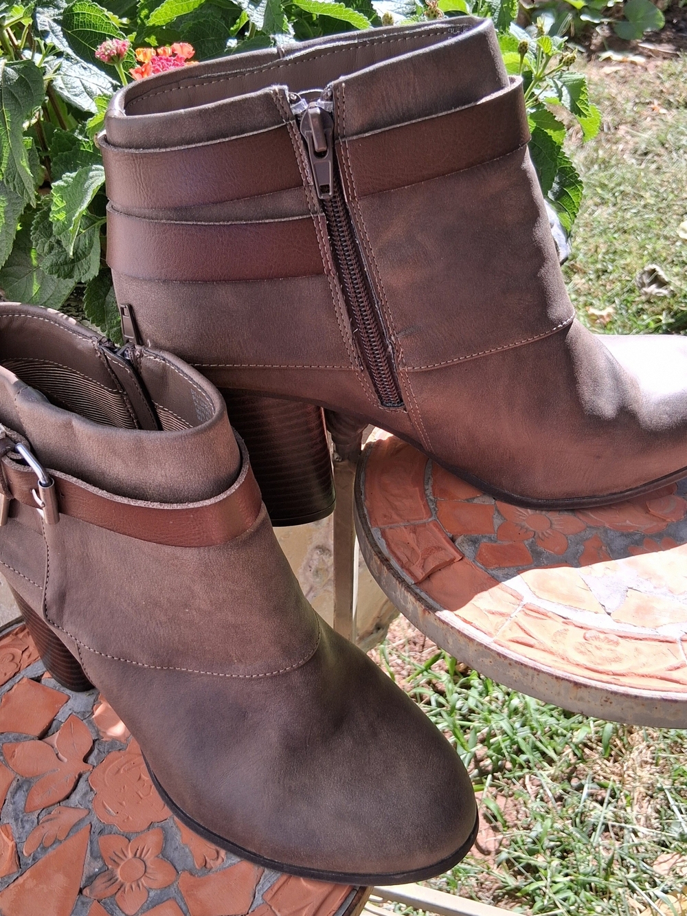 Madden Girl Brown Ankle Boots with Wrap Straps and Buckles